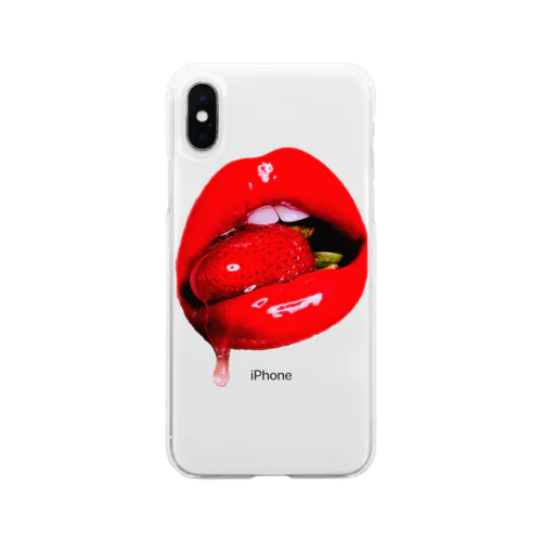 苺の誘惑。 Soft Clear Smartphone Case