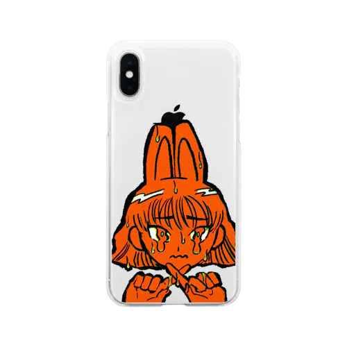 バニーはなきむし（おれんじ） Soft Clear Smartphone Case