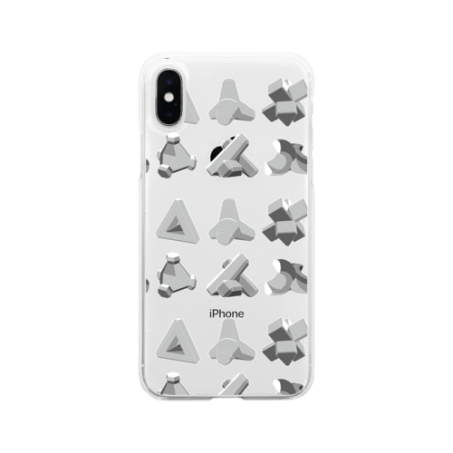 消波ブロックまとめ柄 Soft Clear Smartphone Case