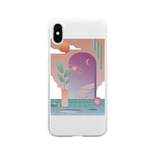 月と太陽 Soft Clear Smartphone Case