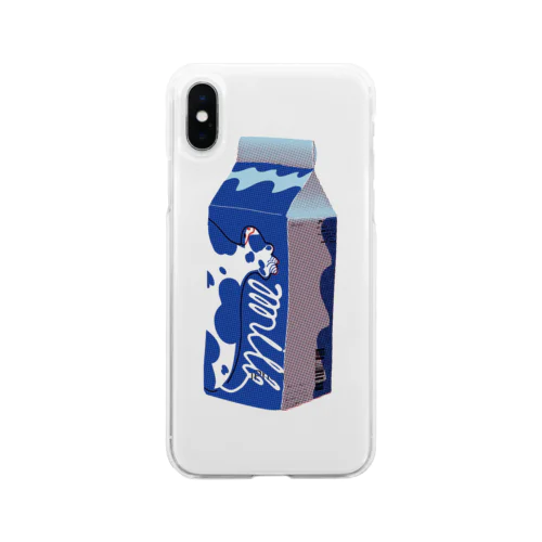 牛乳ブルー Soft Clear Smartphone Case