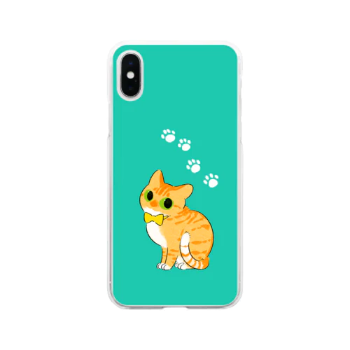 猫茶トラりぼん Soft Clear Smartphone Case