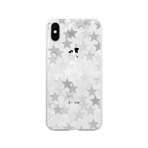 星たくさんカラフルの白黒 Soft Clear Smartphone Case