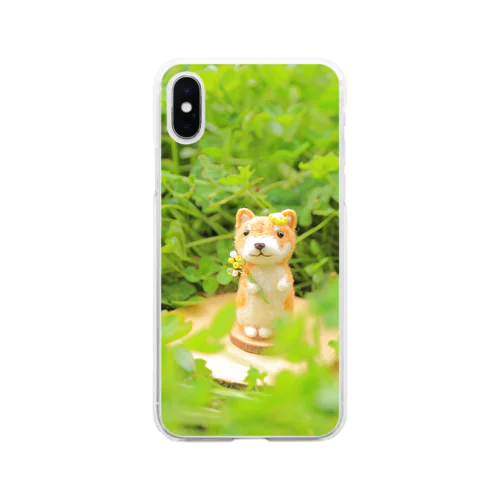 ミモザが華やぐ　柴犬 Soft Clear Smartphone Case