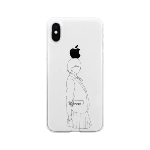 女の子 制服 ワンポイント Soft Clear Smartphone Case