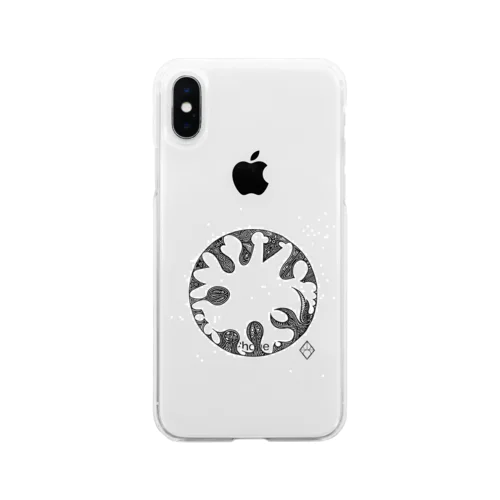 模様：マル２/Circle-2 monochro ver. Soft Clear Smartphone Case