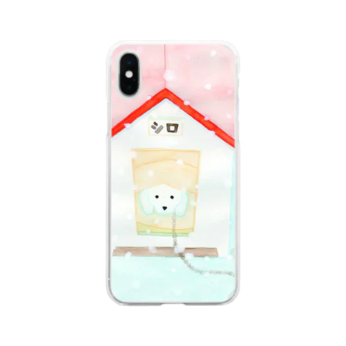 シロと歩けば 初雪 Soft Clear Smartphone Case