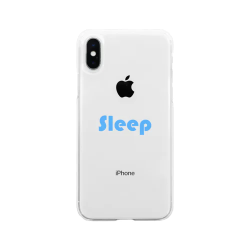 sleep ロゴ 水色 ソフトクリアスマホケース