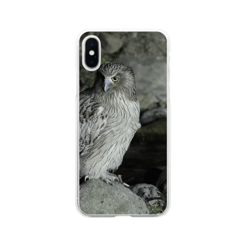 シマフクロウ。猛禽類。野鳥。 Soft Clear Smartphone Case