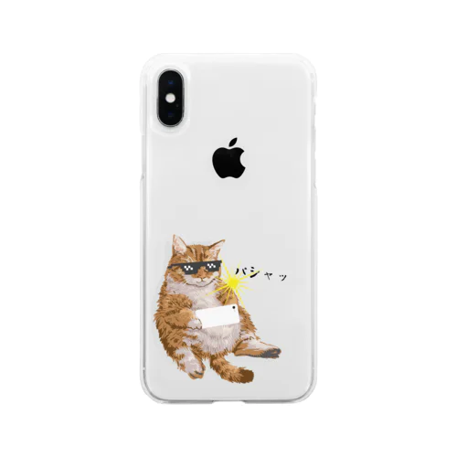 撮影する猫 Soft Clear Smartphone Case