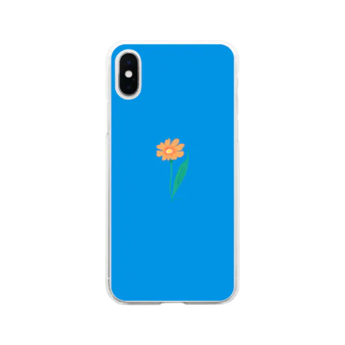 名のない花blue Soft Clear Smartphone Case