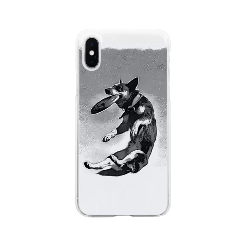 ディスクドッグ。犬。Disc dog。 Soft Clear Smartphone Case