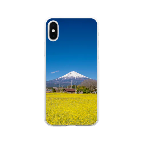 富士山と菜の花 Soft Clear Smartphone Case