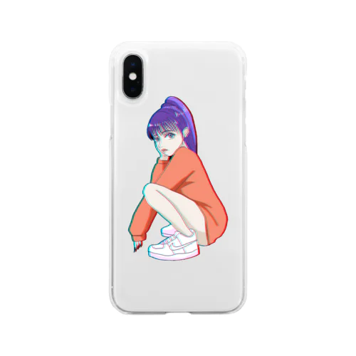 glitchスニーカー女子 Soft Clear Smartphone Case