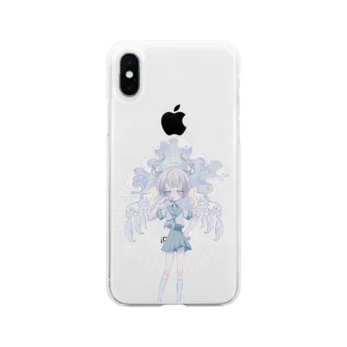 病ミ少女4_白髪ショート Soft Clear Smartphone Case