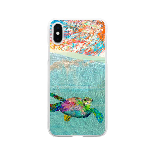 ウミガメ Soft Clear Smartphone Case