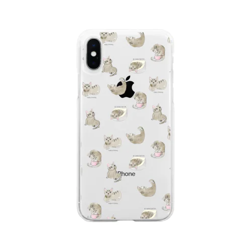 スマホケース　ハード　猫　iPhoneケース Soft Clear Smartphone Case