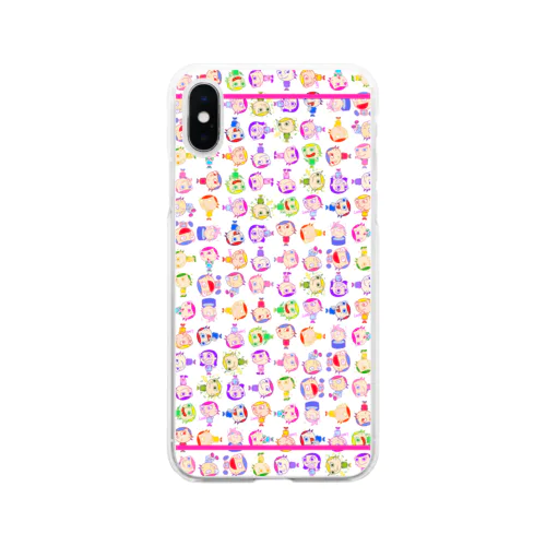 Charlieカラフル背景ホワイト Soft Clear Smartphone Case