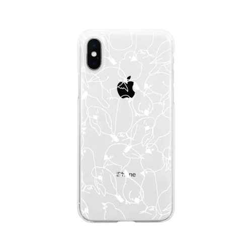 ドローイング・文鳥ホワイト Soft Clear Smartphone Case