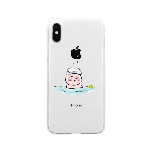 くまちゃん　お風呂 Soft Clear Smartphone Case