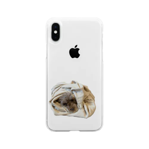 長い物に巻かれる犬 Soft Clear Smartphone Case