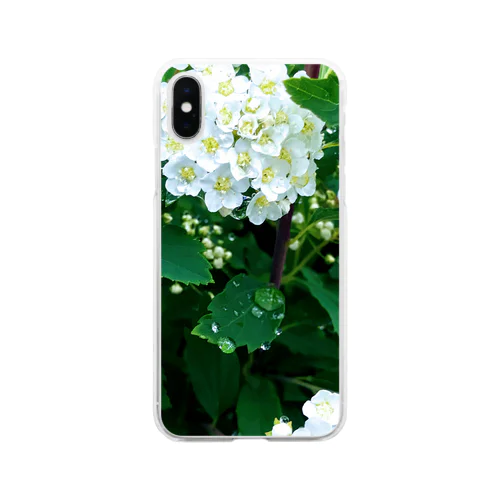 小手毬の雨 Soft Clear Smartphone Case