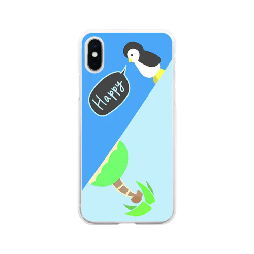 ぺったんペンギンと夏の島 Soft Clear Smartphone Case