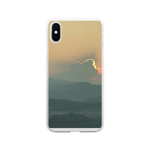 夕日がひょっこりはん Soft Clear Smartphone Case