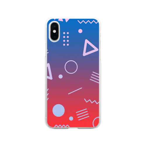 懐かしくて、新しい。 青赤/B Soft Clear Smartphone Case