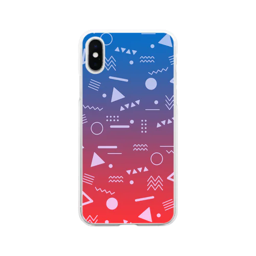 懐かしくて、新しい。 青赤/S Soft Clear Smartphone Case