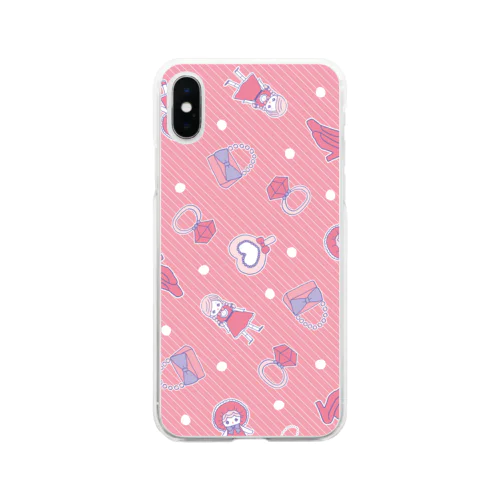 なつかし乙女柄 Soft Clear Smartphone Case