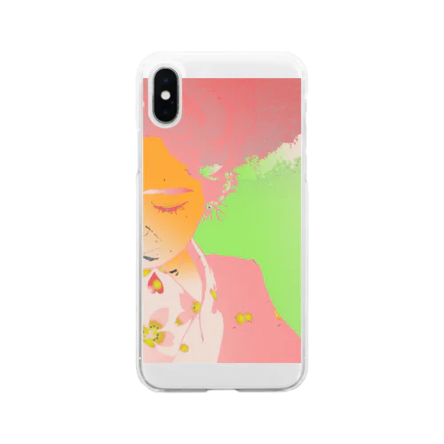 『振袖に桜』 Soft Clear Smartphone Case