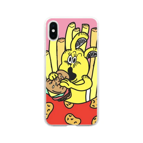 うさぎさんとハンバーガー Soft Clear Smartphone Case