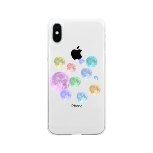 カラフルmoon まばら Soft Clear Smartphone Case