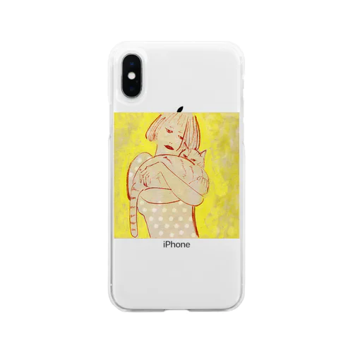 猫と少女 Soft Clear Smartphone Case