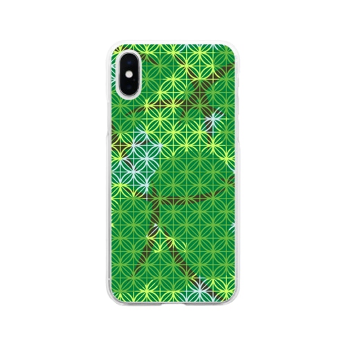 木漏れ日の七宝柄（緑） Soft Clear Smartphone Case