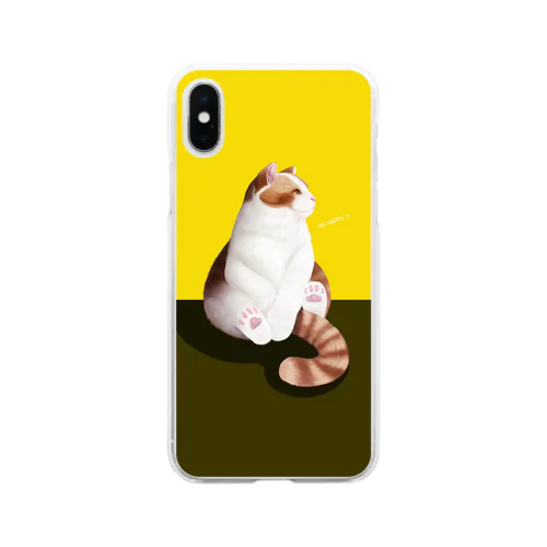 猫のひと時（yellow） Soft Clear Smartphone Case