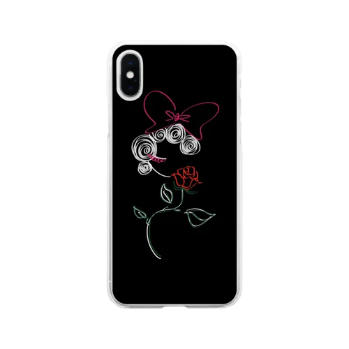 薔薇を持つ少女 Soft Clear Smartphone Case