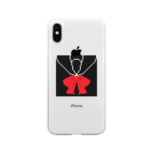 ドット絵セーラー服(黒赤) Soft Clear Smartphone Case
