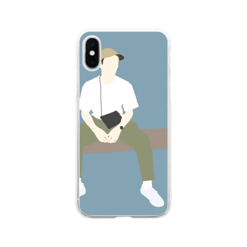 線画ボーイ（半袖キャップ） Soft Clear Smartphone Case