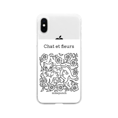猫と花 Soft Clear Smartphone Case