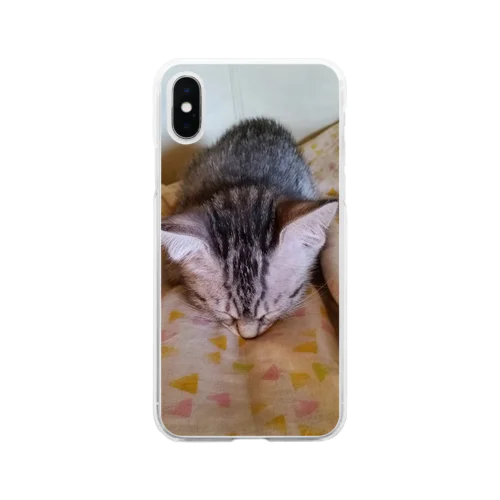 ごめん寝猫 の かすみちゃん Soft Clear Smartphone Case