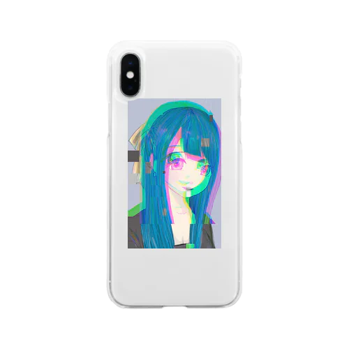 青髪の女の子 Soft Clear Smartphone Case