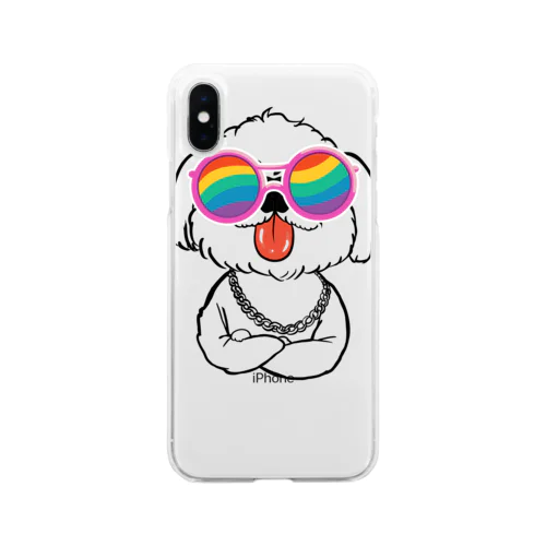 rainbow cool poodle Soft Clear Smartphone Case