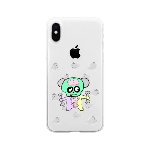 くま体模型とおばけちゃん Soft Clear Smartphone Case