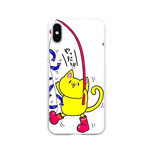 子鮎爆釣り猫さん Soft Clear Smartphone Case