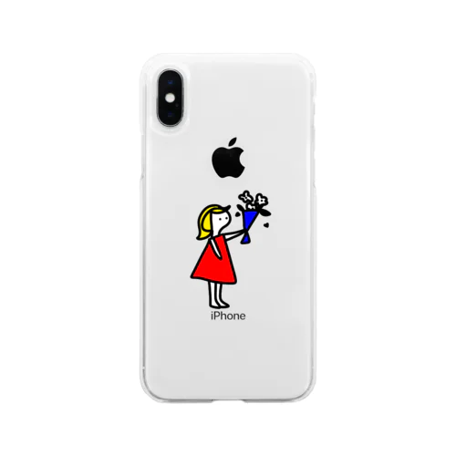 女の子　花束 Soft Clear Smartphone Case