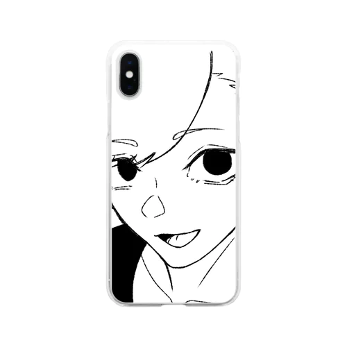 モノクロリキュールくん Soft Clear Smartphone Case