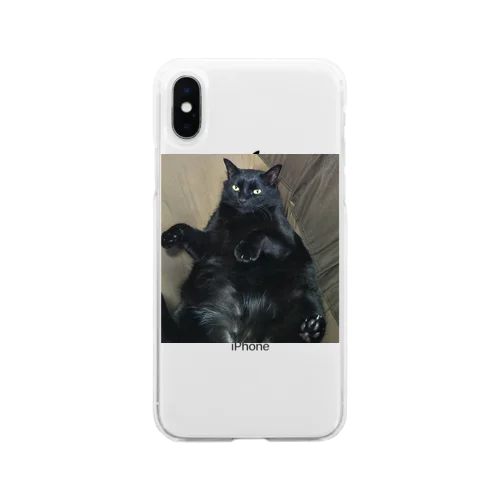 神社にいた猫福ちゃん Soft Clear Smartphone Case