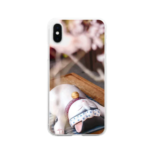 お昼寝招き猫ちゃん Soft Clear Smartphone Case